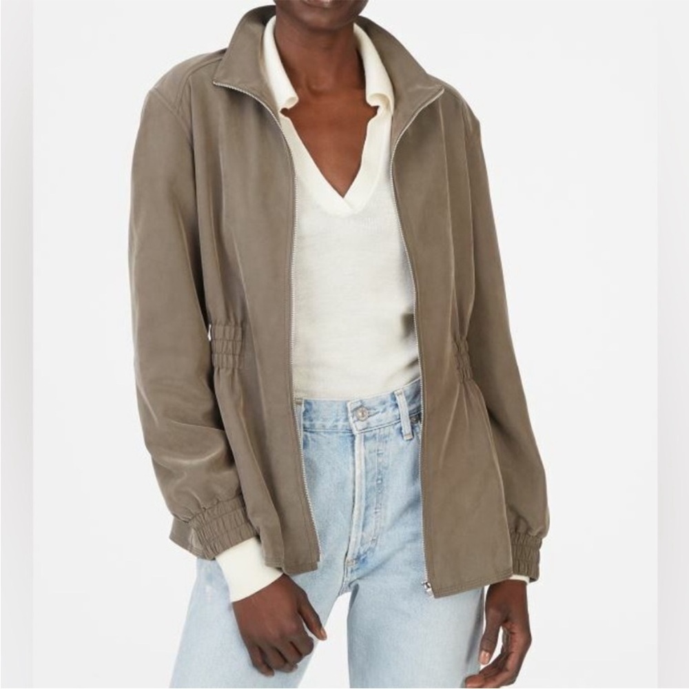 Club Monaco Green Joannah zip up lightweight jacket cinched waist